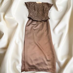 Victoria Royal vintage beaded,Satin,Formal maxi skirt,fully beaded top